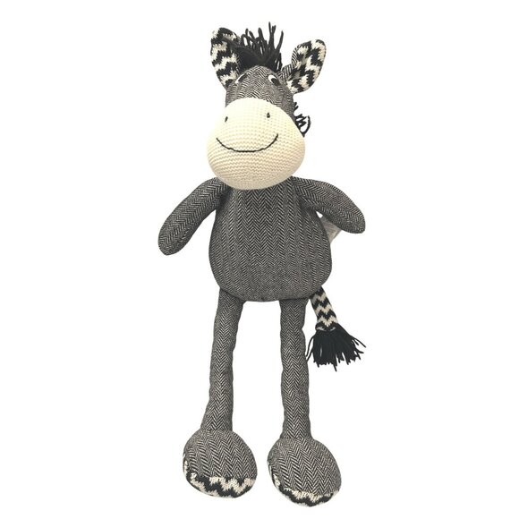 Tilly Knit Zebra Plush Stuffed Animal 20" Black Gray White Chevron By Pier 1 Imp - Picture 3 of 5